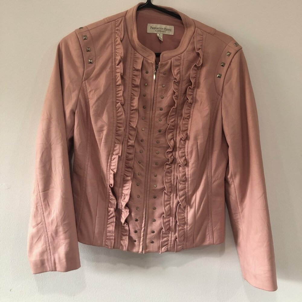 Pink Faux Leather Jacket Ladies Petite Size 6